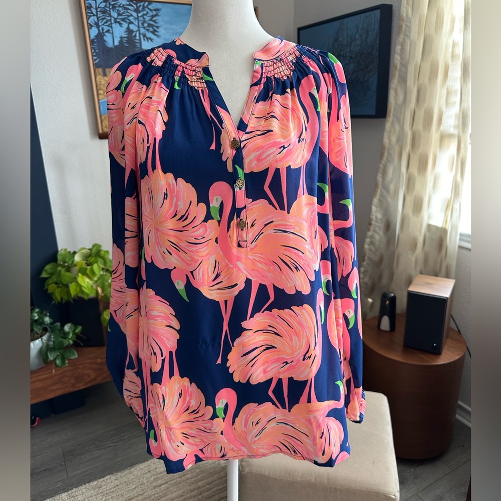 Lilly Pulitzer Elsa NWT Size Med “Gimme Some Leg” Flamingo Print